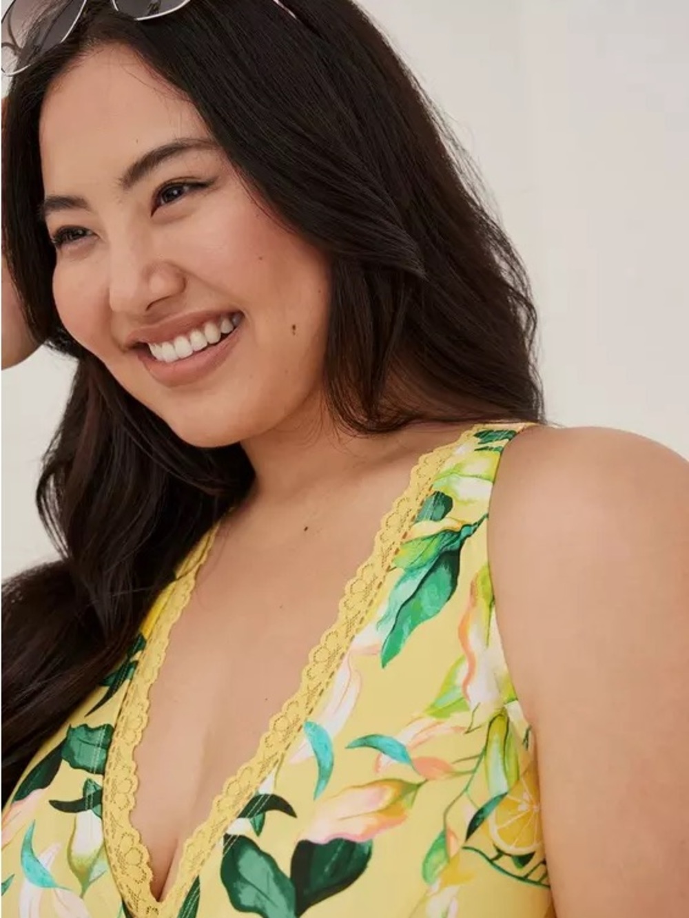 Torrid Yellow Floral Halter Swimdress with Lemon Print 3X - Picture 3 of 10